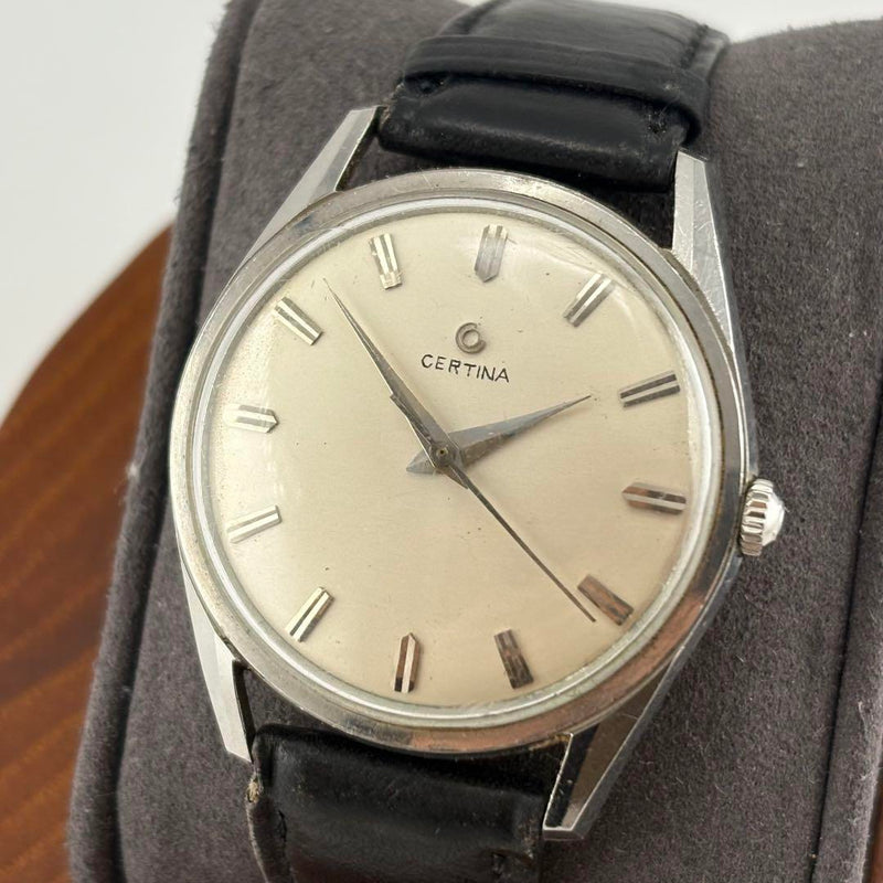 Manual Wind Watch White Ivory Dial Mens Wristwatch Vintage Style