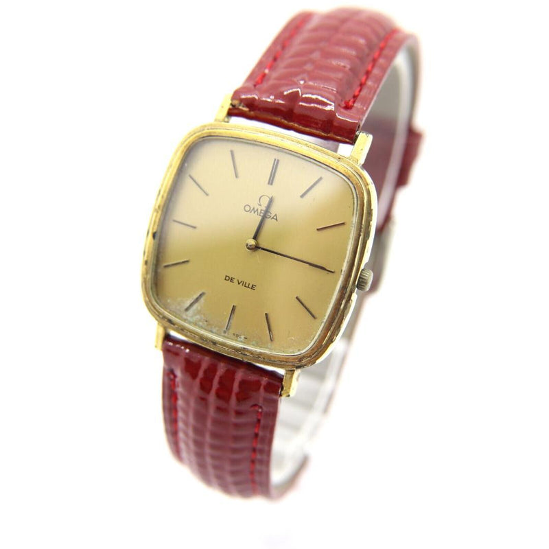 Omega De Ville Mens Hand-wound Watch 30mm Square Vintage Gold Dress Watch