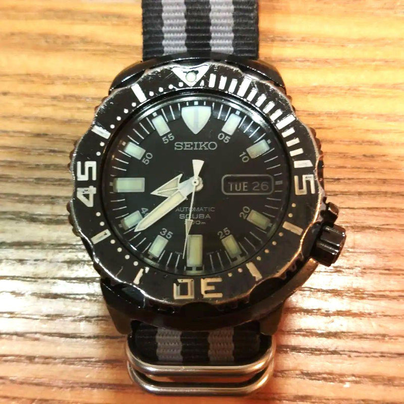 Black Monster 7s26-03g0 Mens  Diver Watch Stainless Steel Black