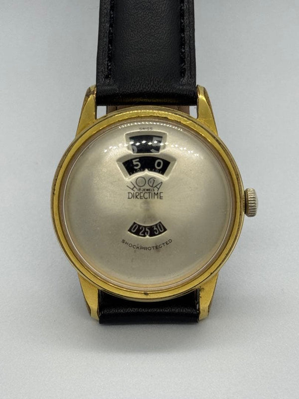 Hoga Directime Jumping Hour Watch Hand-winding Mechanical Working Vintage Style