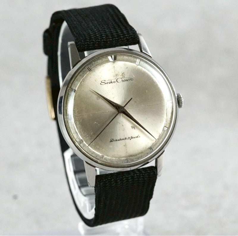 Crown Wristwatch 21 Jewels Silver 1960s Working Vintage Watch J15003e