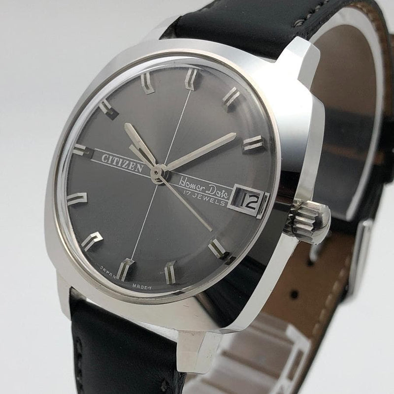 Homer Date 1966 Vintage Watch Gray Dial Serviced Classic Dress Watch