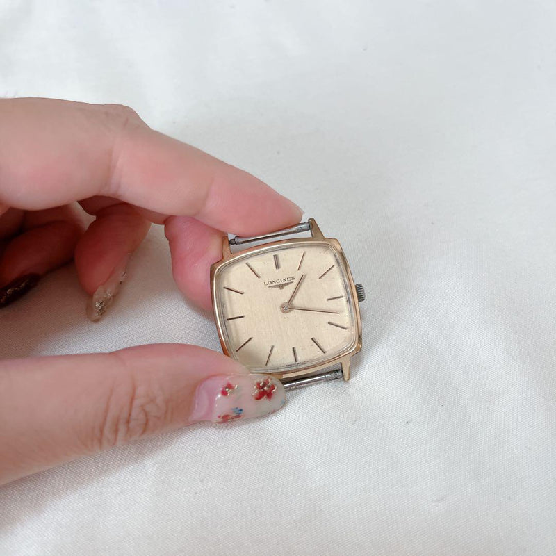 Gold Dial Square Mens Hand-wound Watch Vintage Style Gold Dress Watch