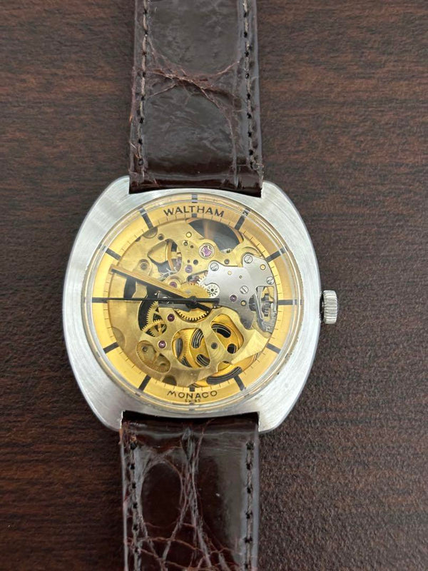 Monaco Hand-wound Skeleton Watch Exhibition Caseback Mechanical Movement