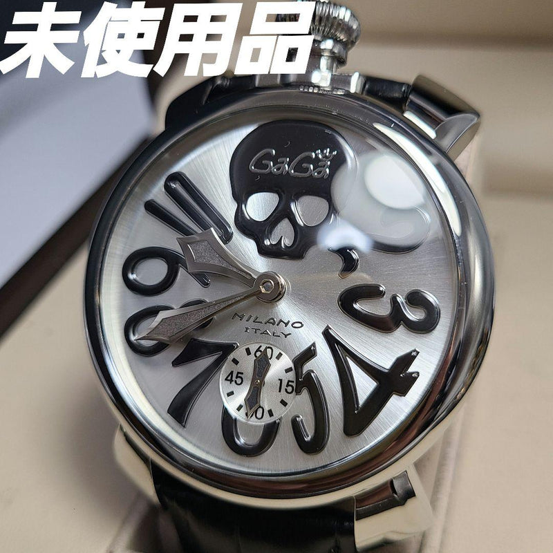 Gaga Milano Manuale 48mm Skull Watch Aftermarket Strap Manual Winding Working