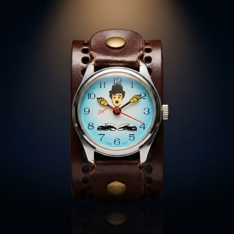 Retro Vintage Charlie Chaplin Hand-wound Wristwatch Mechanical Collectible Watch