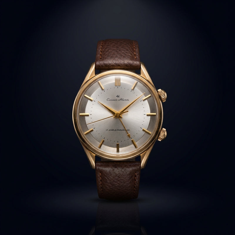 Alarm 4h Hand-winding Watch Silver Dial Antique Collectors Mechanical