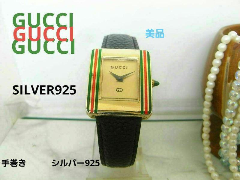 Vintage Gucci Silver 925 Hand-winding Watch Swiss Made Luxury Timepiece