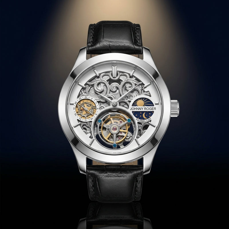 Johnnyroger Tourbillon Hand-wound Watch Mechanical Luxury Mens Dress Watch