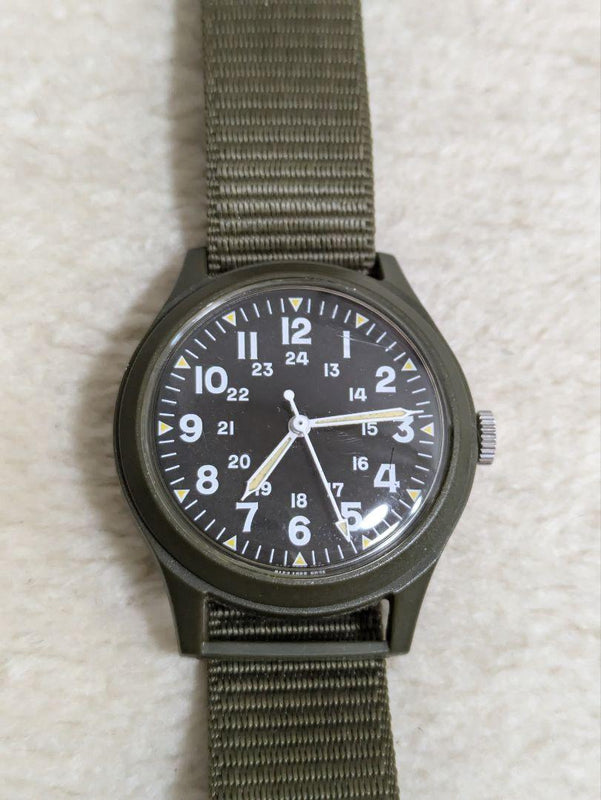 Hand-wound Watch Black Nylon Band Vintage 1988 Wristwatch Mechanical Movement