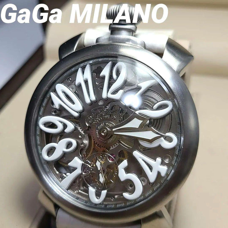 Gaga Milano Manuale 48 Skeleton Hand-wound Watch Original Strap Working