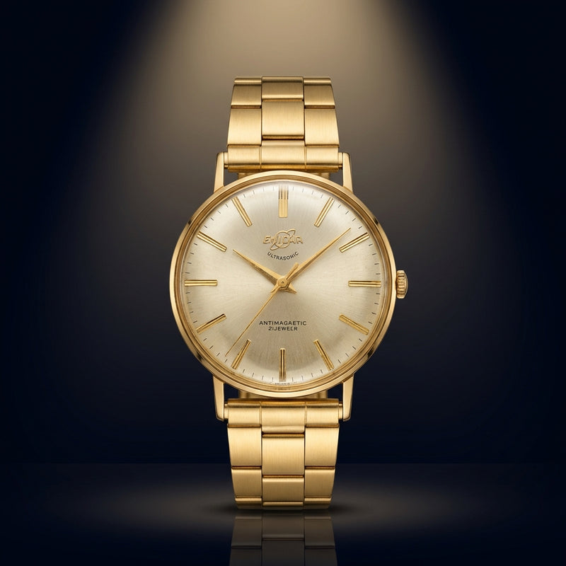 Vintage Watch Gold Plated Swiss Made Collectible Wristwatch Classic Style