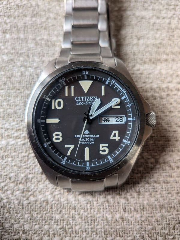 Citizen PMD56-2952 Eco-Drive Radio Controlled Titanium Watch 20 Bar WR Cal.H100