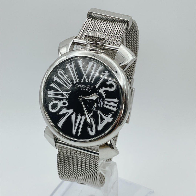 GaGa MILANO Manuale 5080.1 Quartz Watch Black Dial Stainless Steel Mesh Arabic