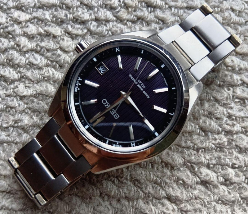 SEIKO BRIGHTZ SAGZ083 Solar Radio Quartz Watch Bright Titanium 39mm Black Dial