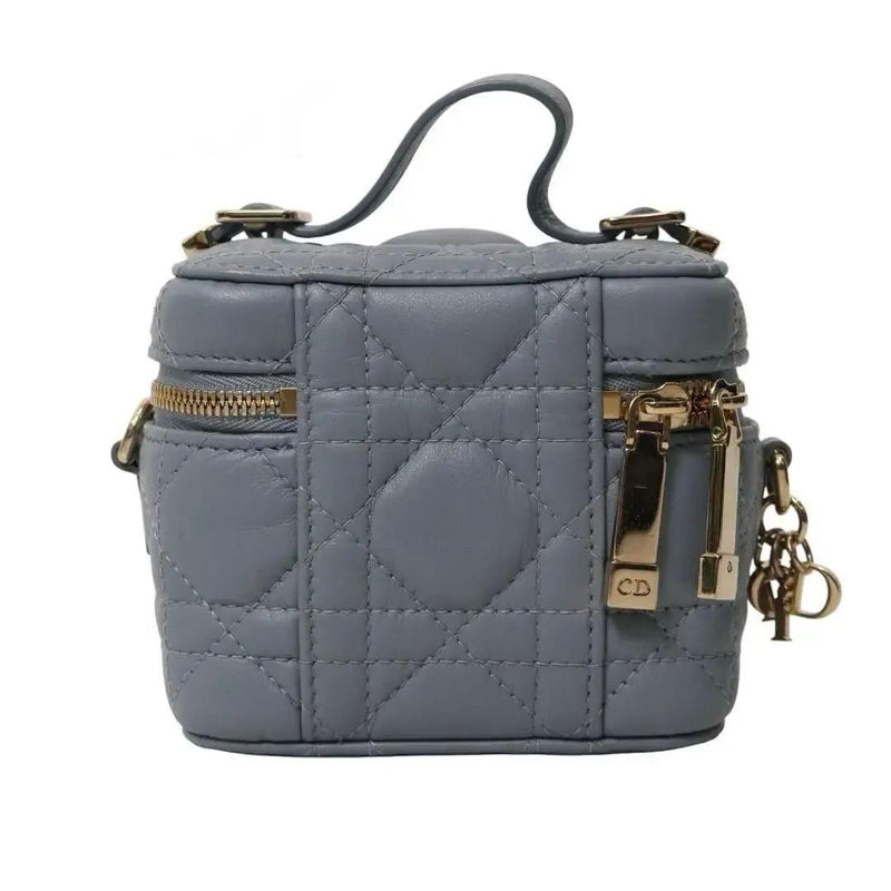 Dior Lady Dior Micro Vanity Bag Cloud Blue Lambskin 4.5L 3.25H 2.75W 2021