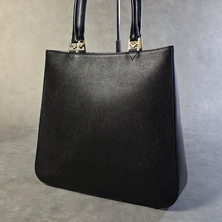 MORABITO Handbag Leather Black M-shaped Hardware 30cm H 33cm W 8cm D 19cm