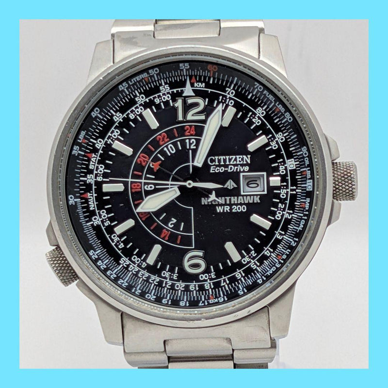 CITIZEN Promaster Nighthawk BJ7137-07E Eco-Drive Quartz SS 42.3mm GMT Leather