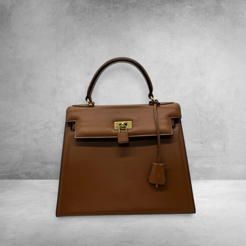SOMES SADDLE 3424 Leather Handbag Brown Gold Turn-Lock Padlock Key 10.8in