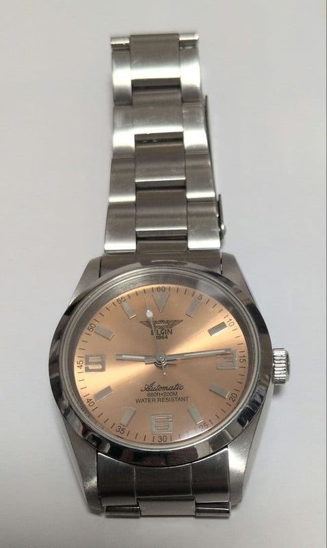 Elgin 17 Jewel Automatic Gold Pie Pan Dial Watch 35mm Diameter 18cm Wrist