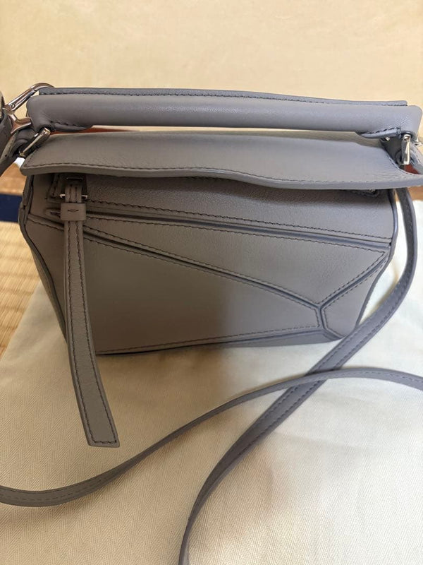 LOEWE Puzzle Mini Crossbody Bag Grey Calfskin W7.1xH4.9xD3.1in