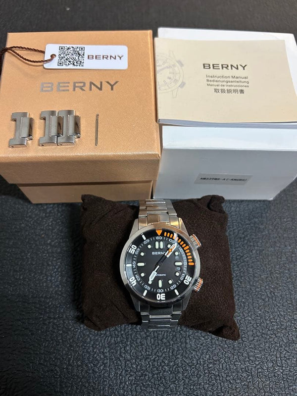 BERNY Automatic Miyota Stainless Steel 42mm Sapphire Crystal Luminous Diver