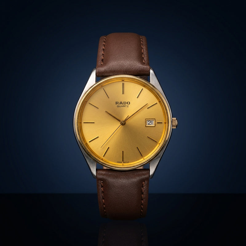 Quartz Watch Vintage Band Swiss Made Classic Timepiece Analog Display