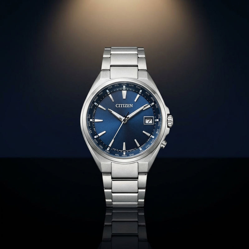 Attesa Solar Watch Navy Dial Titanium Case Eco-drive Mens Working