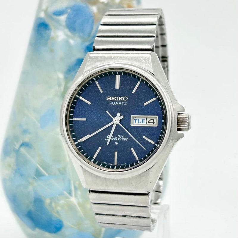Silverwave 0923-7010 Quartz Watch Vintage Silver Tone Mens Wristwatch
