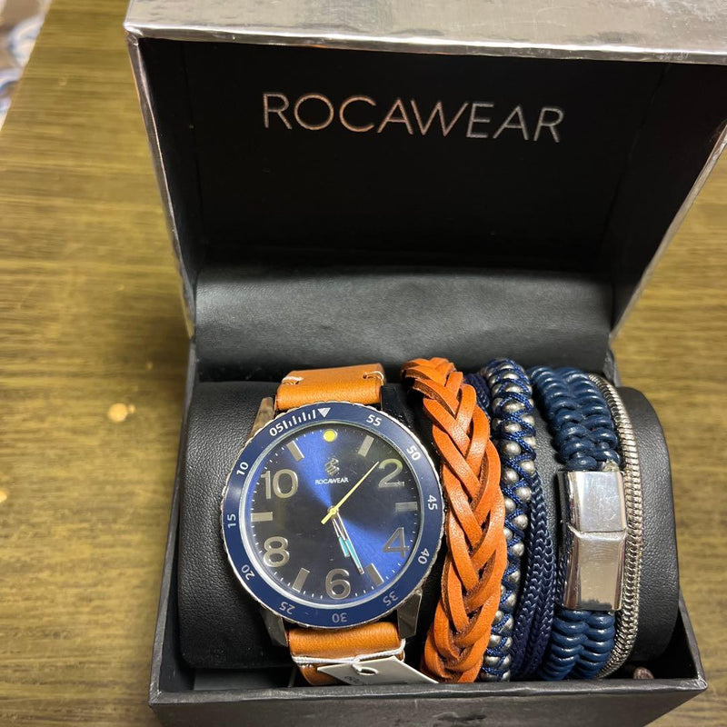 Rocawear Watch Bracelet Set Jay-z Hip Hop Style Mens Fashion Wristwatch Jewelry