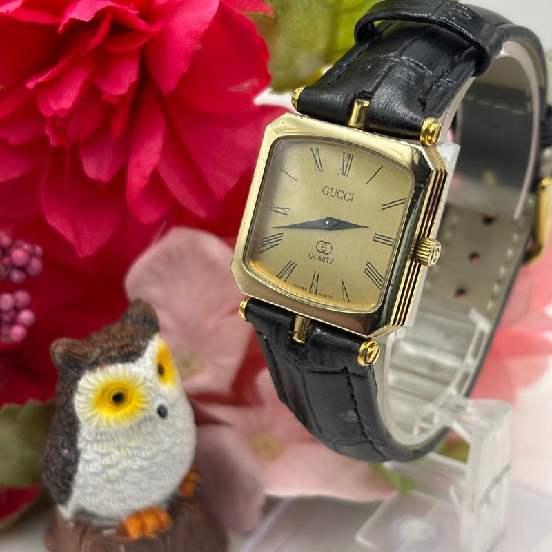 Gucci Sherry Line Square Mens Watch Working Vintage Swiss Made Gold Plated