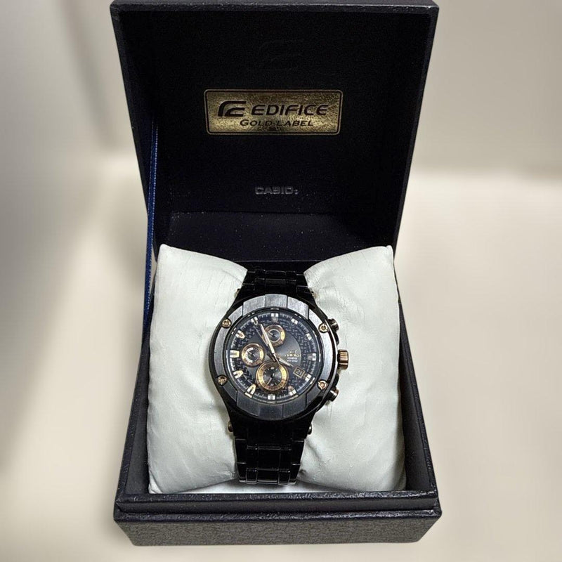 Edifice Efx-500bk-1avdf Gold Label Mens Watch Black Stainless Steel Chronograph
