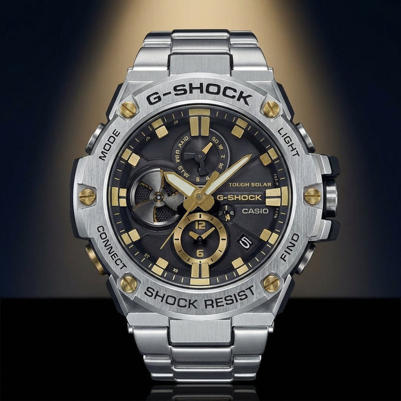 G-shock  Gst-b100 Mens Watch Stainless Steel Chronograph Bluetooth Solar