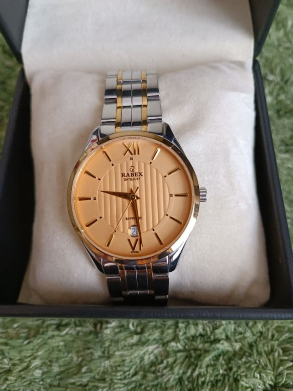 Swiss Watch Rabex Mens Analog Quartz Wristwatch Stainless Steel Band Casual