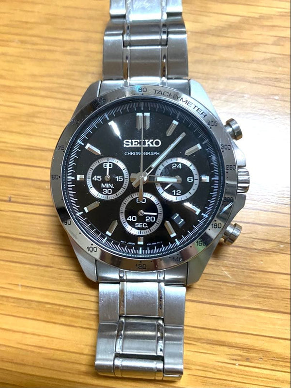 Mens Chronograph Watch Black Quartz Analog Sport Casual Everyday Use