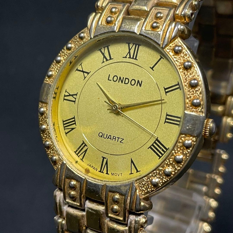 Working London Gold Wristwatch Quartz Vintage Watch For Men Dress/casual Use