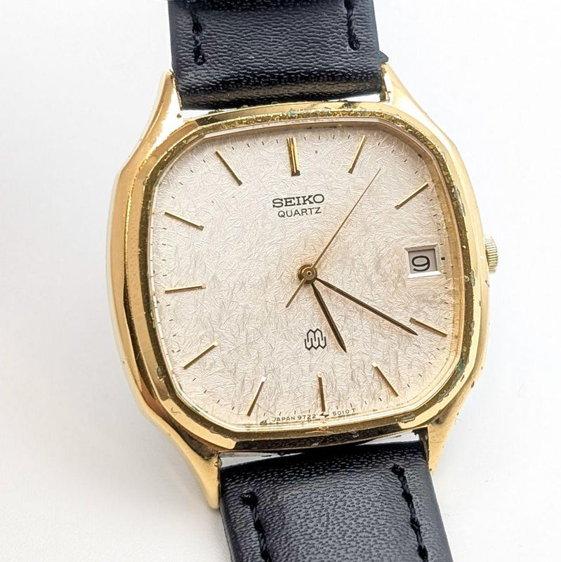 Mens Watch Twin Quartz 9722-5010 Vintage 1980s Gold Tone Analog Working