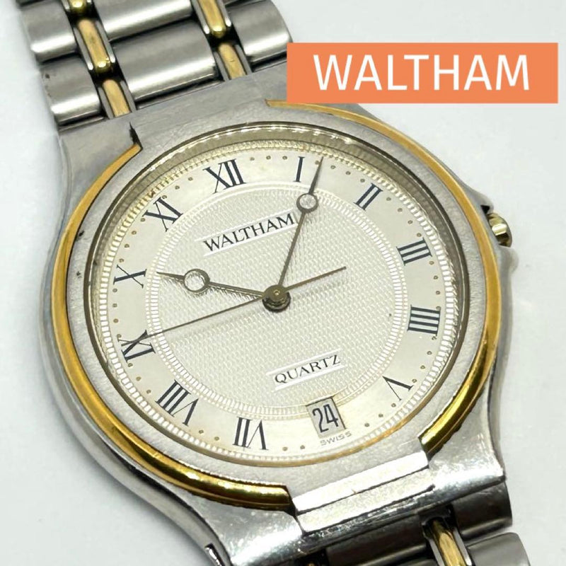 Waltham Quartz Silver/gold Vintage Unisex Watch Working Classic Dress Wristwatch
