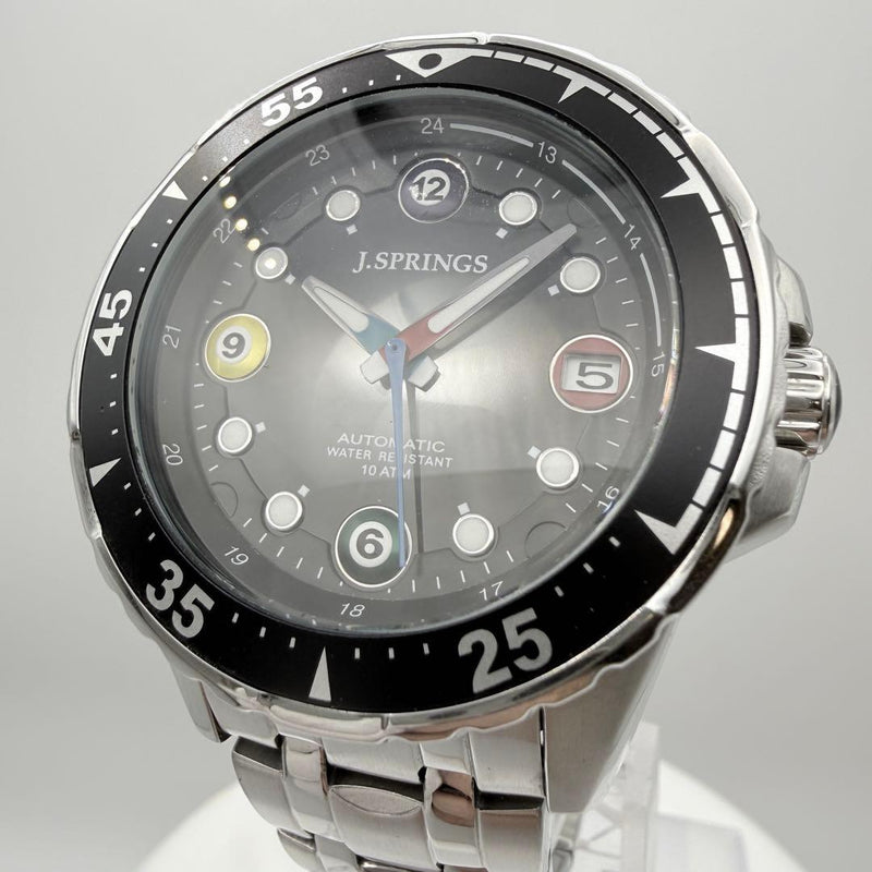 Wristwatch Rotating Bezel Date Black Dial Billiards Watch
