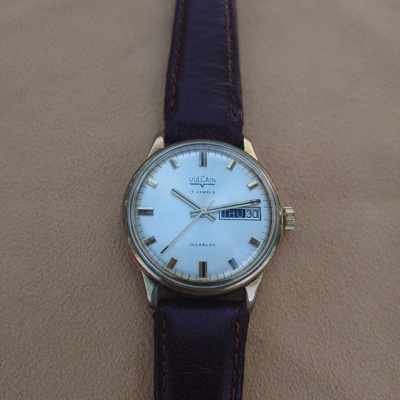 Vulcain Hand-wound Day-date Watch (1960s) Vintage Mechanical Dress Watch