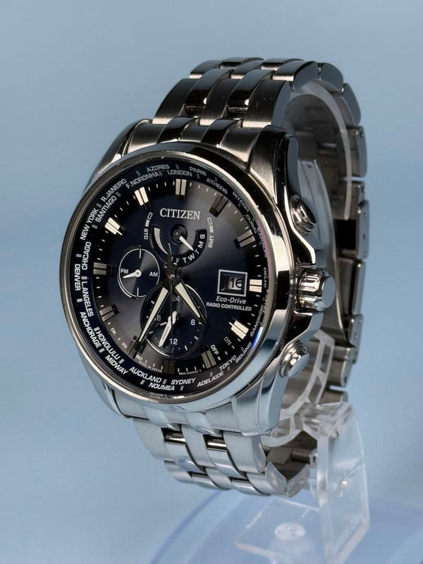 Eco-drive Radio-controlled Watch Stainless Steel Black Dial Mens