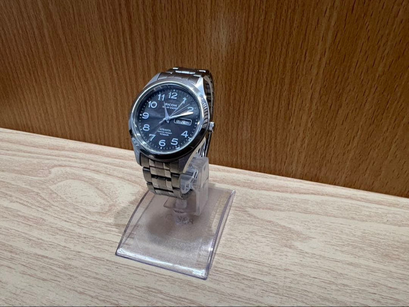 Atlanta Mens Solar Watch Silver Stainless Steel Quartz Everyday Working
