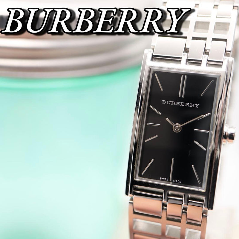 Mens Watch 1335 Silver Square Case Black Dial Swiss Made Luxury Dress