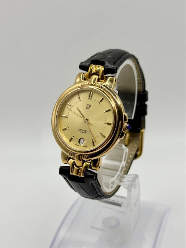 Givenchy Quartz Gold Dial Mens Watch Elegant Dress Wristwatch Swiss Made