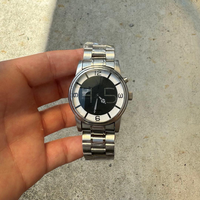 Fossil Big Tic Watch Y2k Tech Ana-digi Stainless Steel Digital Analog Novelty