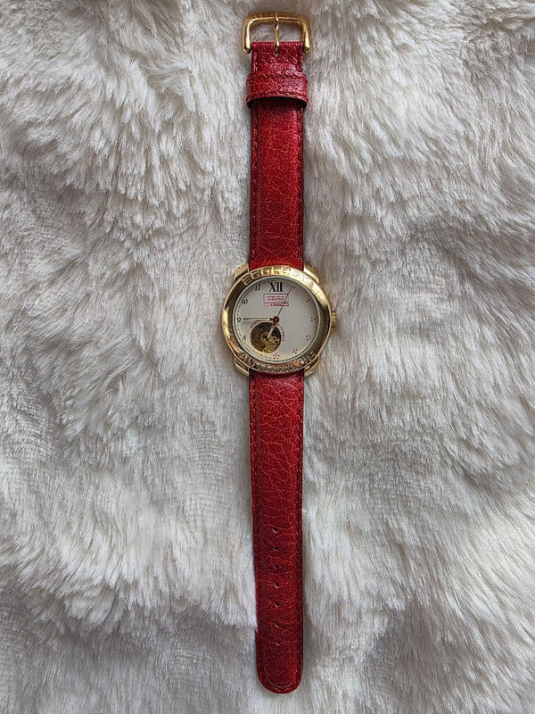 Ecology Mens Watch Red Leather Strap Eco-friendly Sustainable