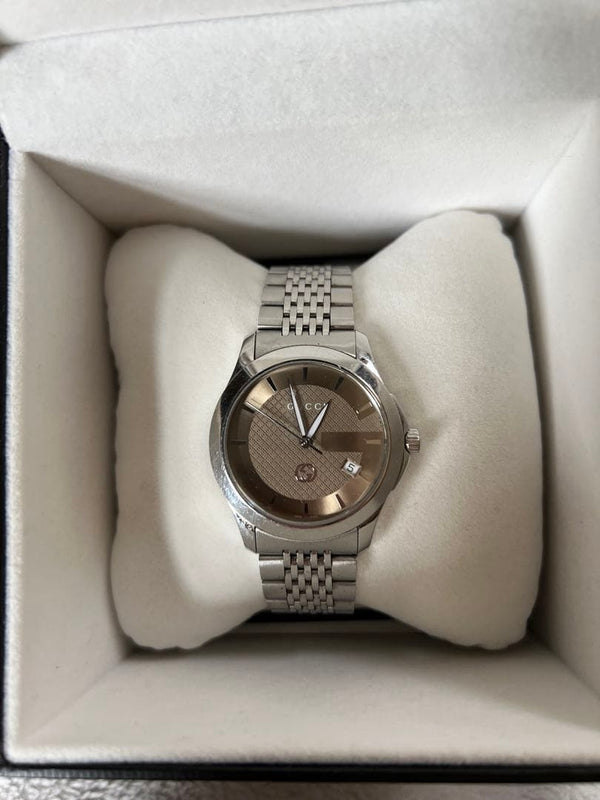Gucci Watch Silver Dial Stainless Steel Luxury Timepiece Womens Fashion Watch