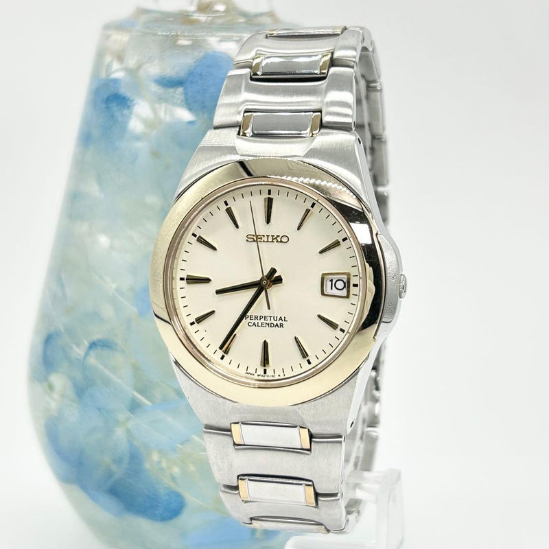 Perpetual Calendar Quartz Watch Sgeh49 Silver Stainless Steel Date Analog