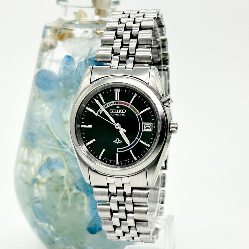 Kinetic Watch See-through Case Back Mens Analog Wristwatch