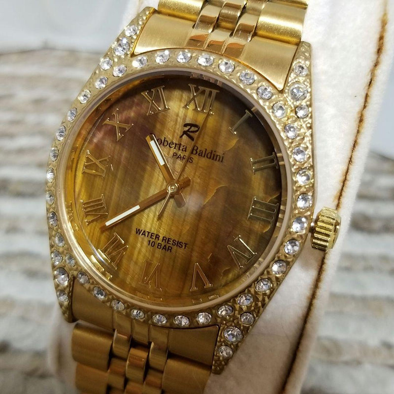 Tigers Eye Dial Luxury Watch Mens Dress Watch Rare Stone Dial Analog Quartz